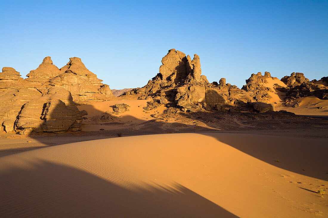 Felsformationen in der libyschen Wüste, Wadi Awis, Akakus Gebirge, Libyen, Afrika
