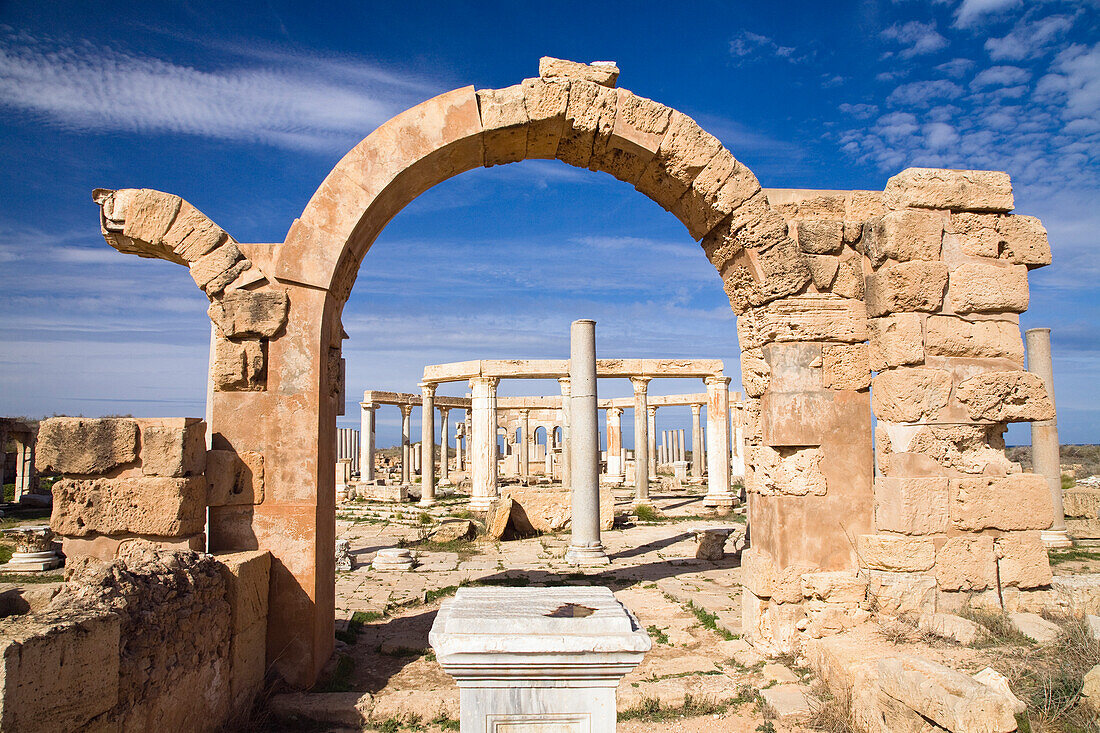 The Market, Archaeological Site of Leptis Magna, Libya, Africa