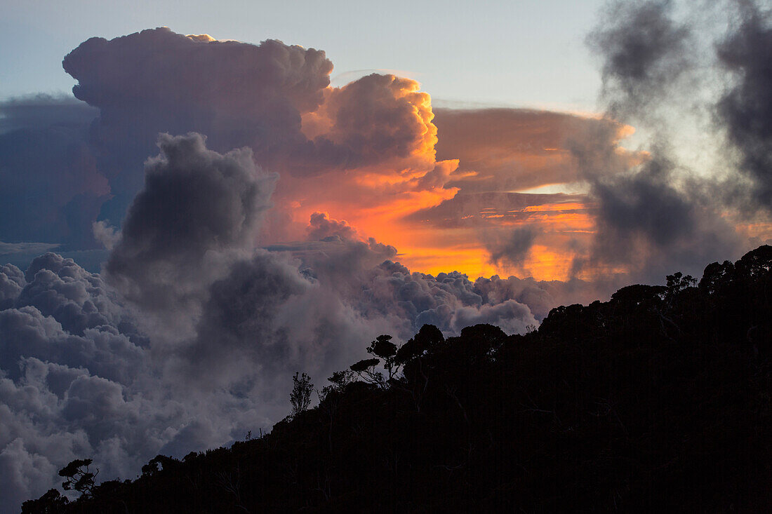 Thunderstorm Clouds over Mount Kinabalu, Borneo, Malaysia.