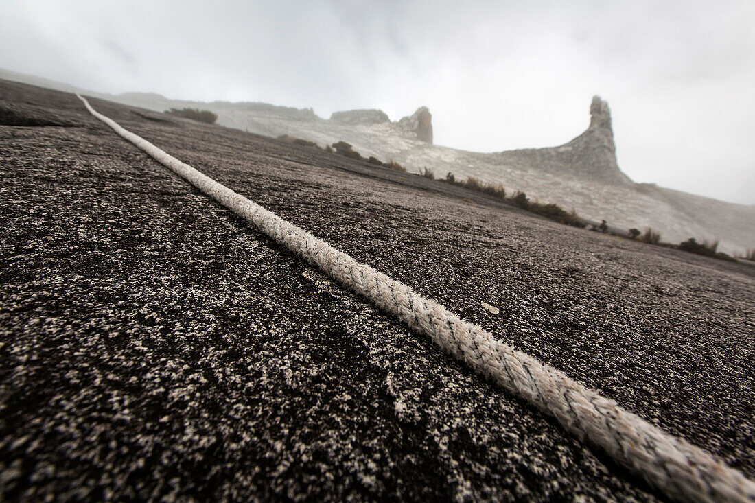 Rope to Low's Peak 4091 m for the Mountain tourists, Mount Kinabalu, Borneo, Malaysia
