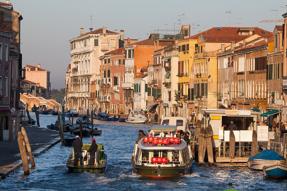 transport barges delivery boats, water transport, traffic, Canale Cannaregio, Venice, Italy