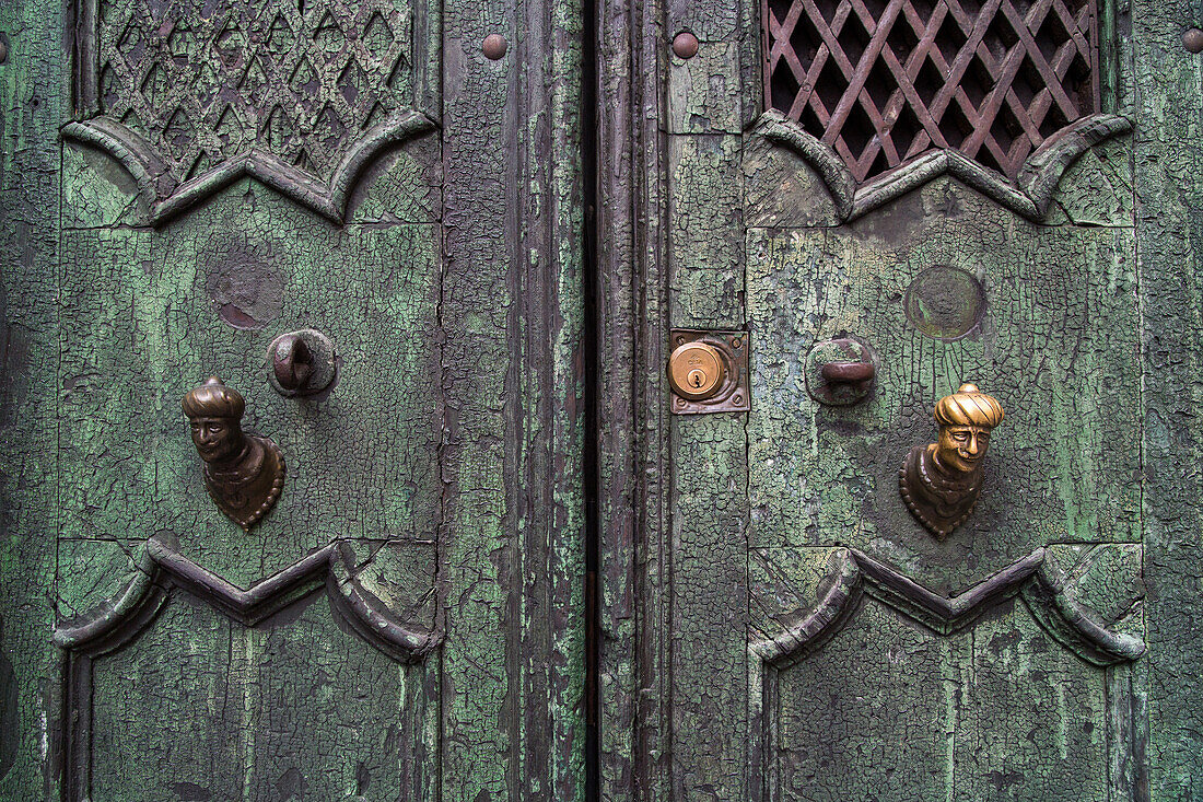 Venetian doorknobs, decorative, polished, worn, Venice Italy