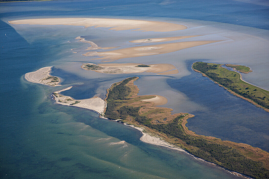 Aerial photo of Bessin, Hiddensee Island, Baltic Sea Coast, Mecklenburg Vorpommern, Germany