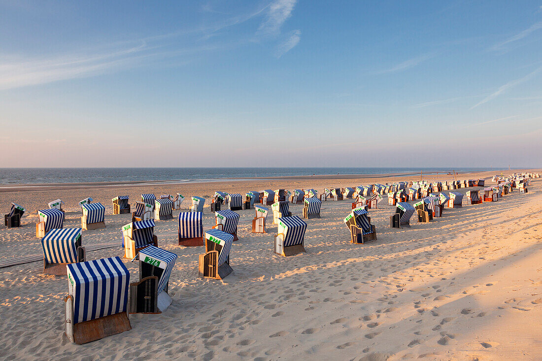 Beach chairs on the beach, Nordstrand, Norderney, Ostfriesland, Lower Saxony, Germany