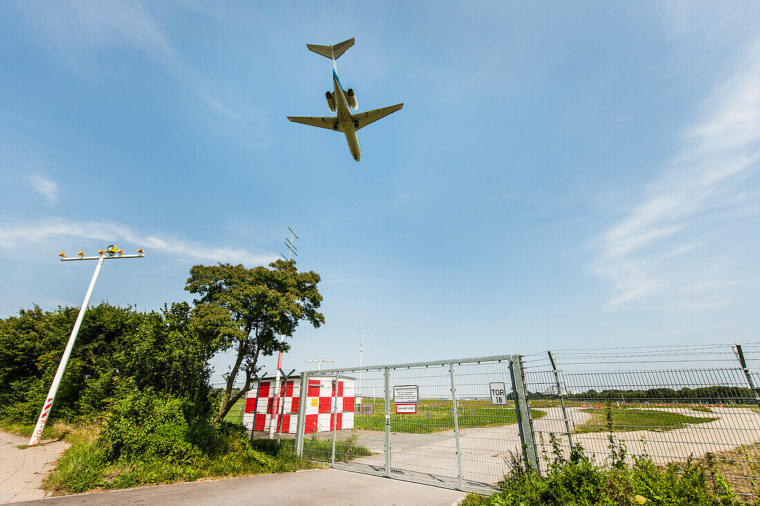 Airplane landing, Hamburg, Germany