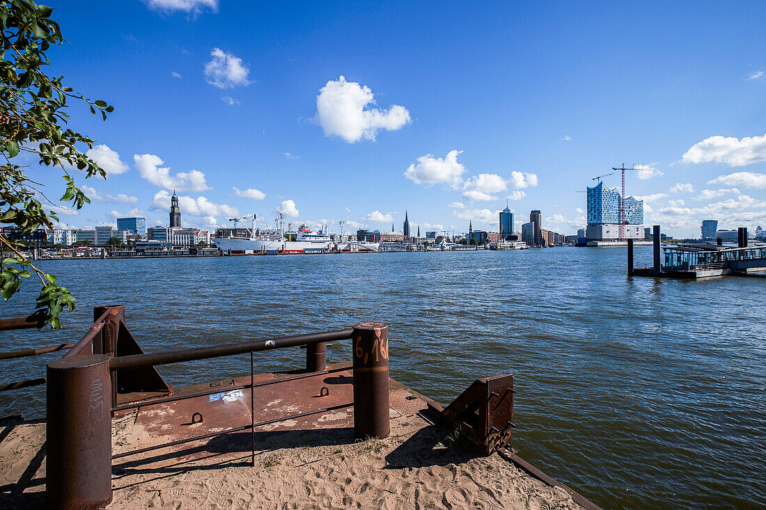 Cityscape with church St. Michael and Elbe Philharmonic Hall, Hamburg, Germany