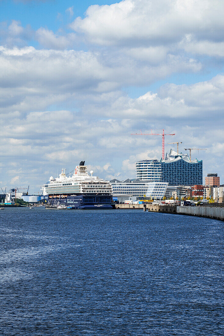 Kreuzfahrtschiff am Terminal im Hamburger Hafen, Hamburg, Deutschland