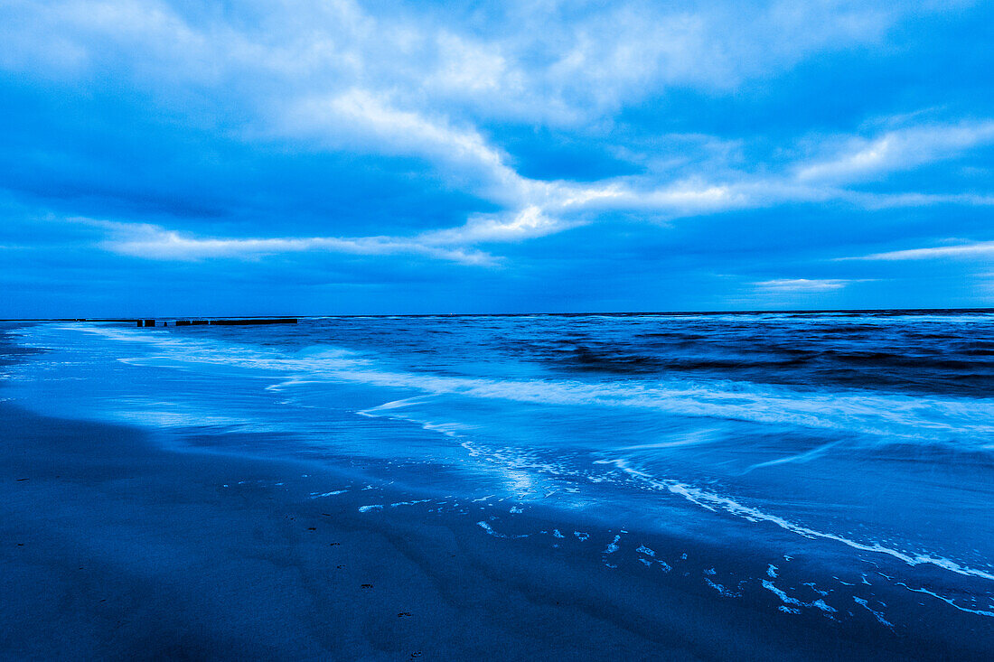 Strand in der Dämmerung, Kampen, Sylt, Schleswig-Holstein, Deutschland