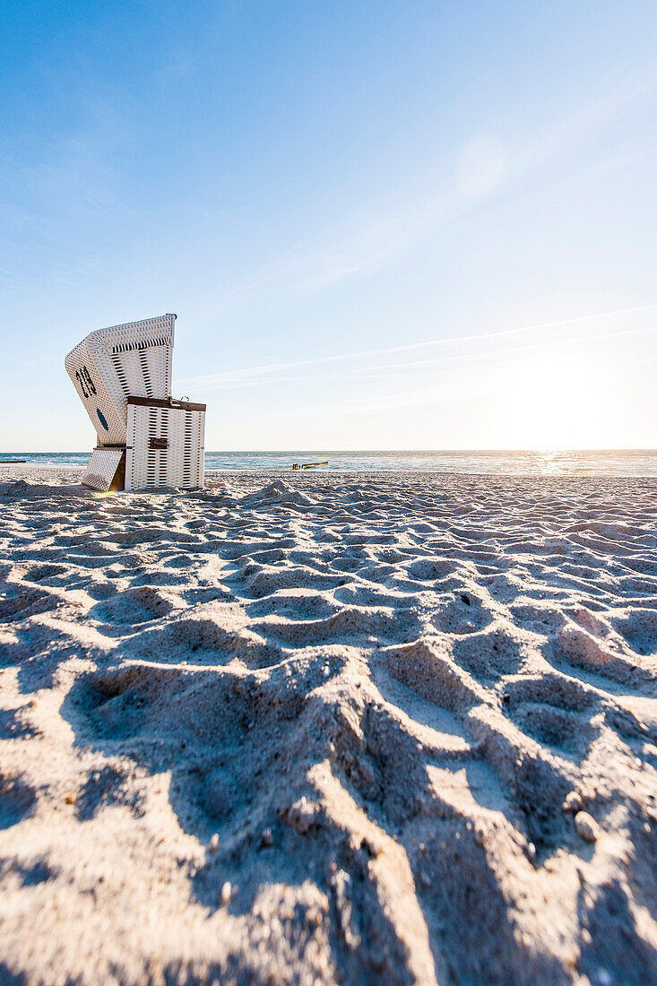 Roofed wicker beach chair, Kampen, Sylt, Schleswig-Holstein, Germany
