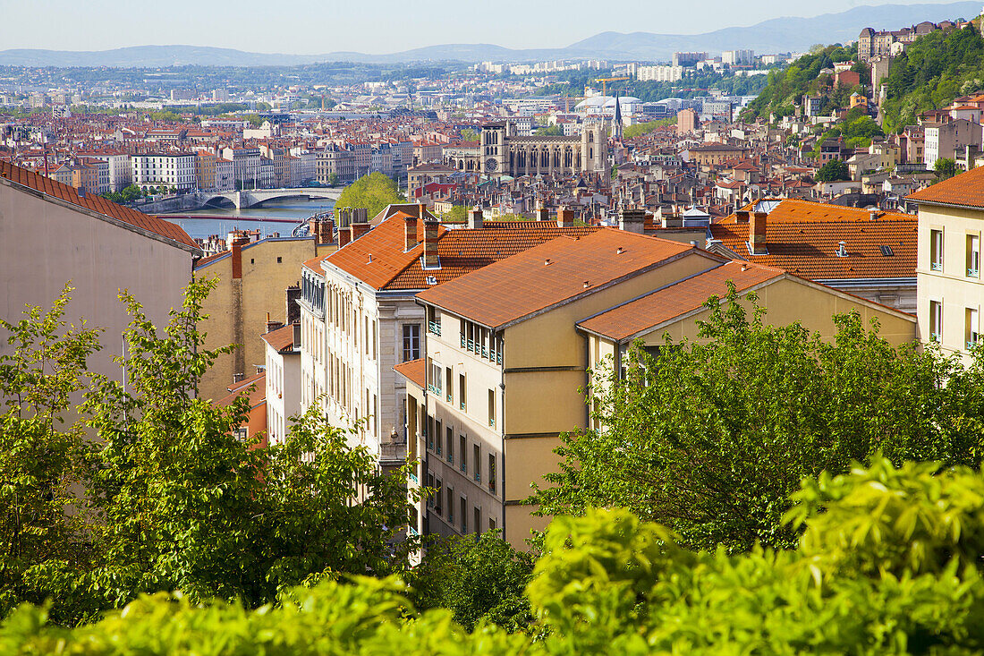 View of downtown of Lyon, Rhone Alps, France, Europe.