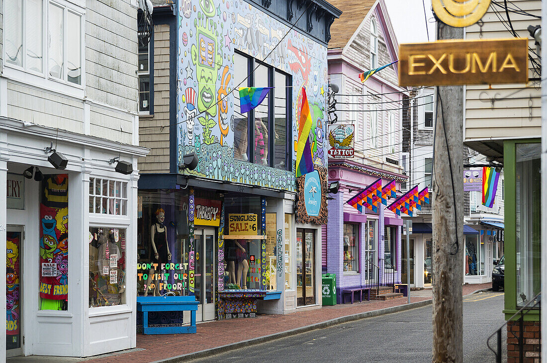 Colorful shops in Provincetown, Cape Cod, Massachusetts, USA.