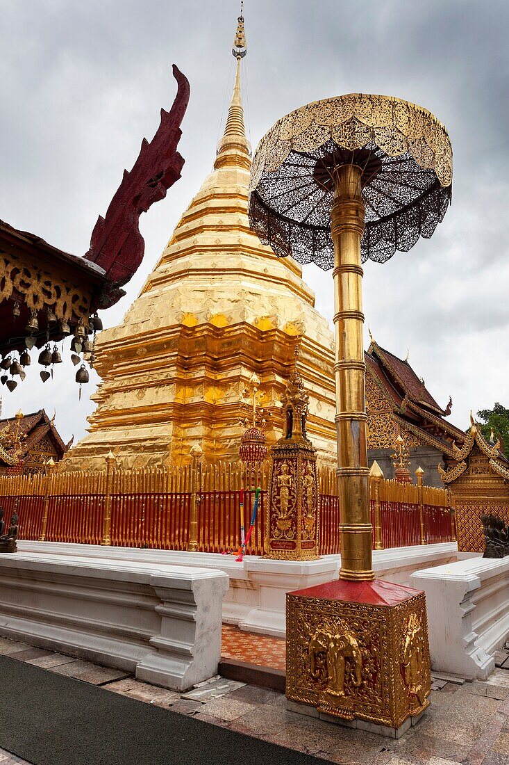 Golden, big Stupa. Doi Suithep, Chiang Mai, Thailand.