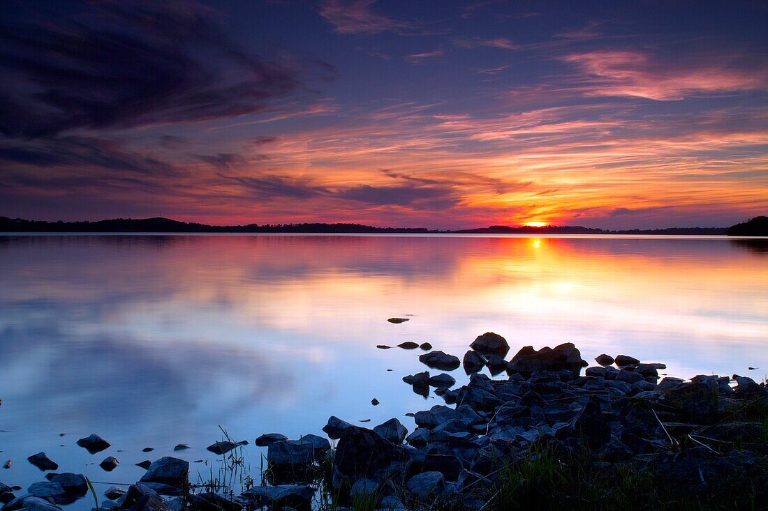 Sunset over Lough Owel, near Mullingar, County Westmeath, Ireland