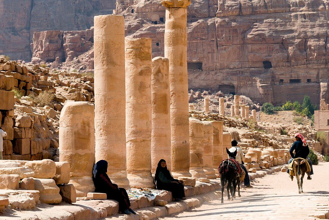 Colonnaded Street, Petra, UNESCO Heritage Site, Jordan, Middle East.