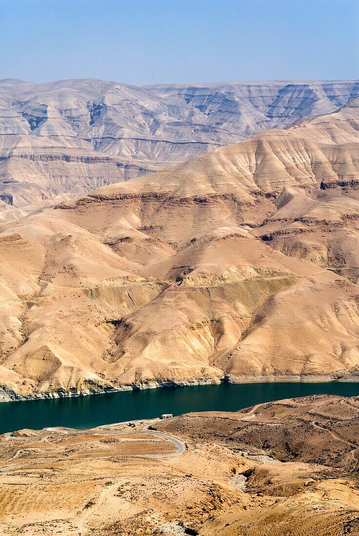 Wadi Al Mujib Dam and lake, Jordan, Middle East.