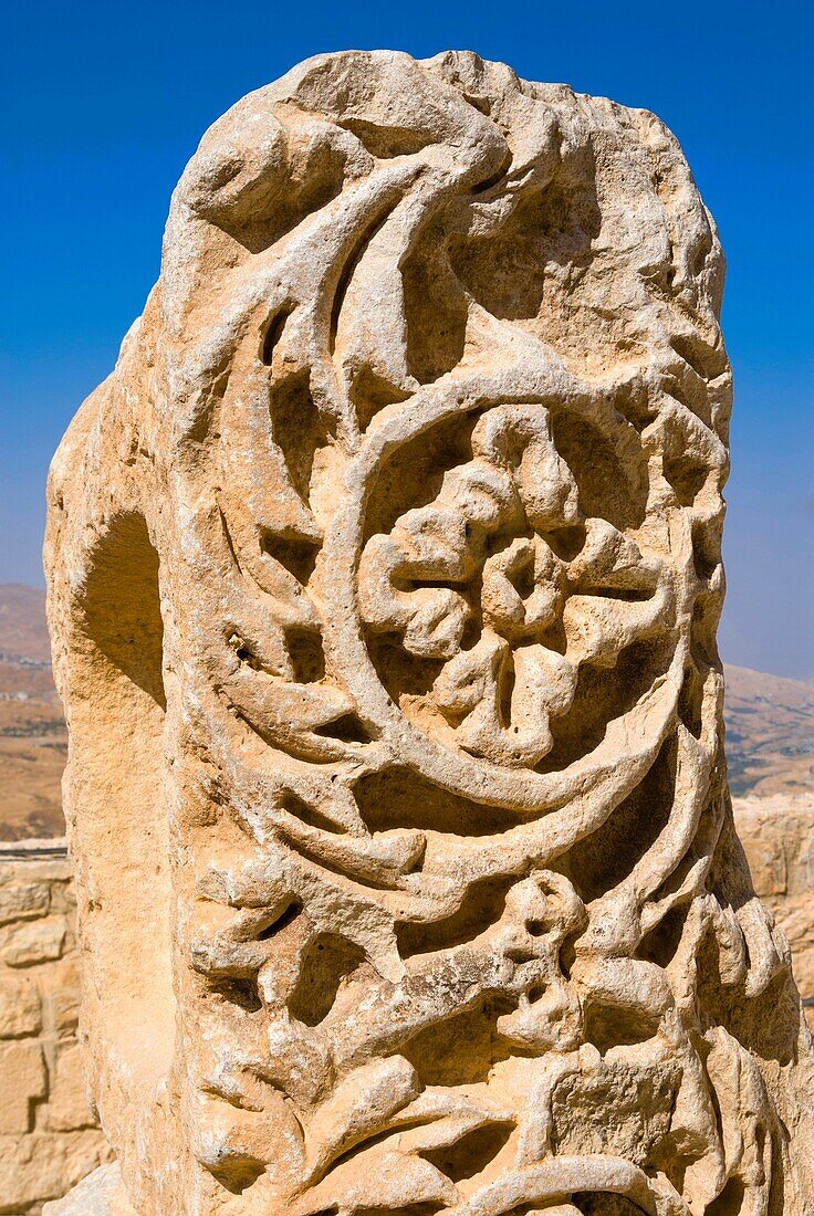 Crusader Kerak Fort, High reliefs, Jordan, Middle East.