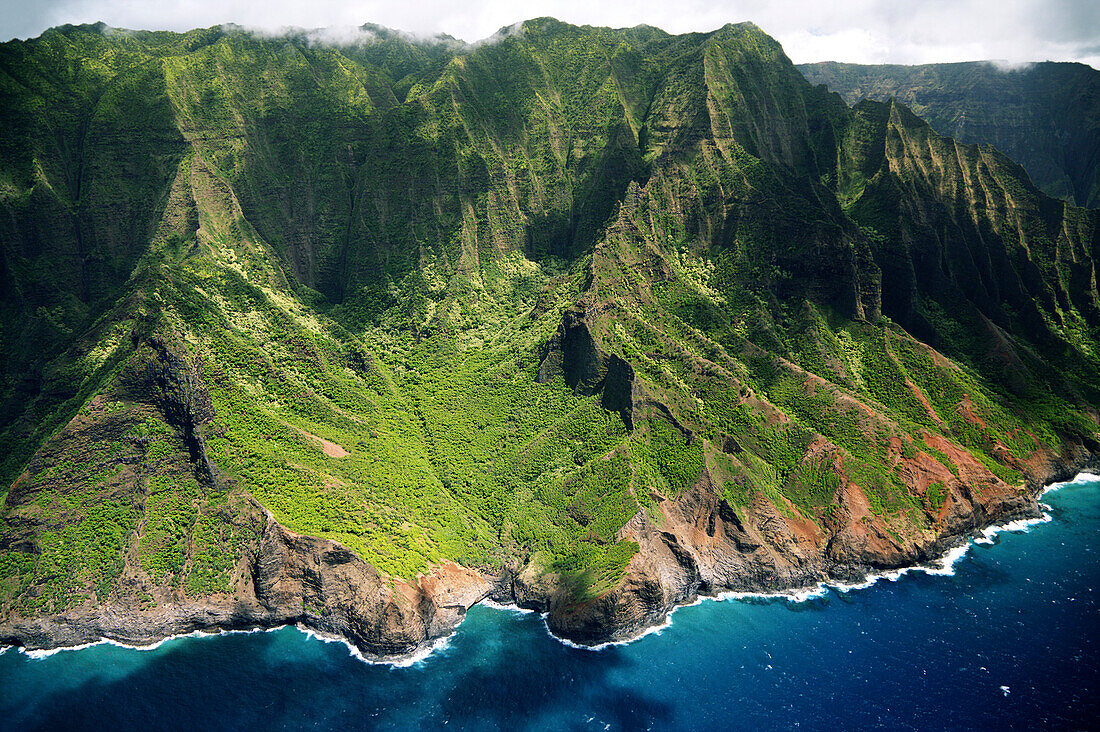 Hawaii, Kauai, Na Pali Coast, Aerial View Of Coastline.