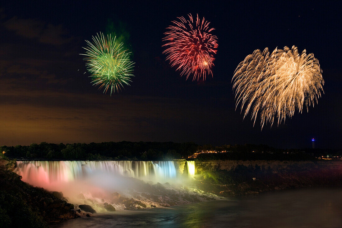 Fireworks Over The American Falls, Niagara Falls, New York, Usa
