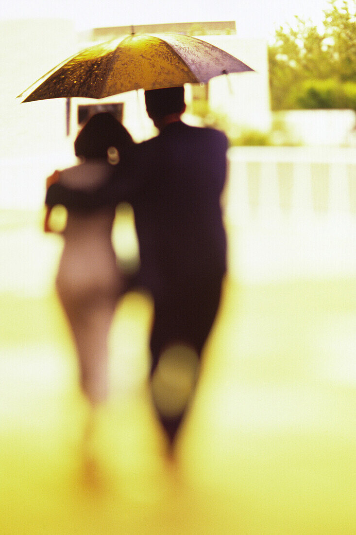 'Fv2416, Madcow; Man And Woman Walk Away Under Umbrella'