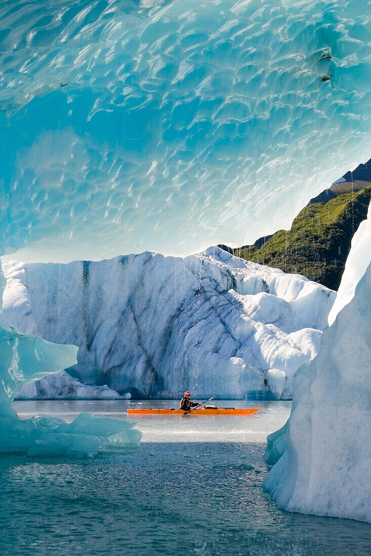 Male Kayaker In Bear Cove Lagoon Resurrection Bay Alaska Kenai Fjords Np Kenai Peninsula Summer