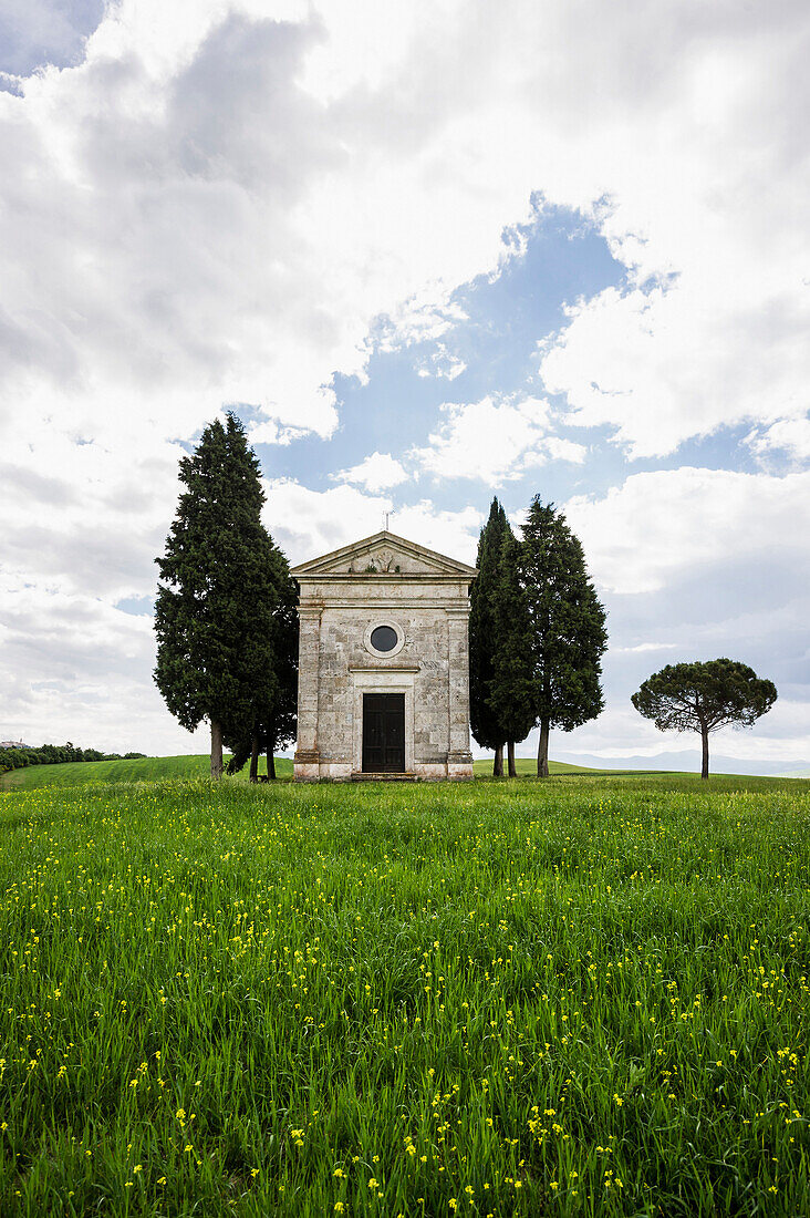 Vitaleta Kapelle, bei Pienza, Val d'Orcia, Provinz Siena, Toskana, Italien, UNESCO Welterbe