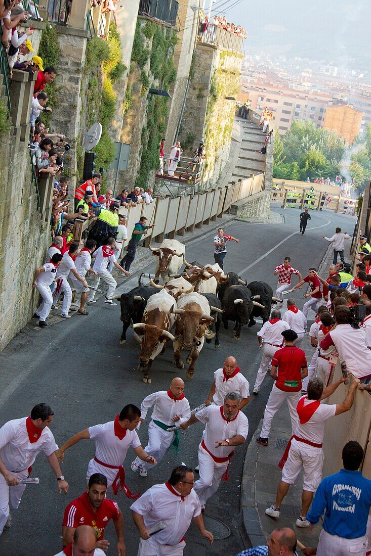 running of the bulls in San Fermin in Pamplona (Navarre).