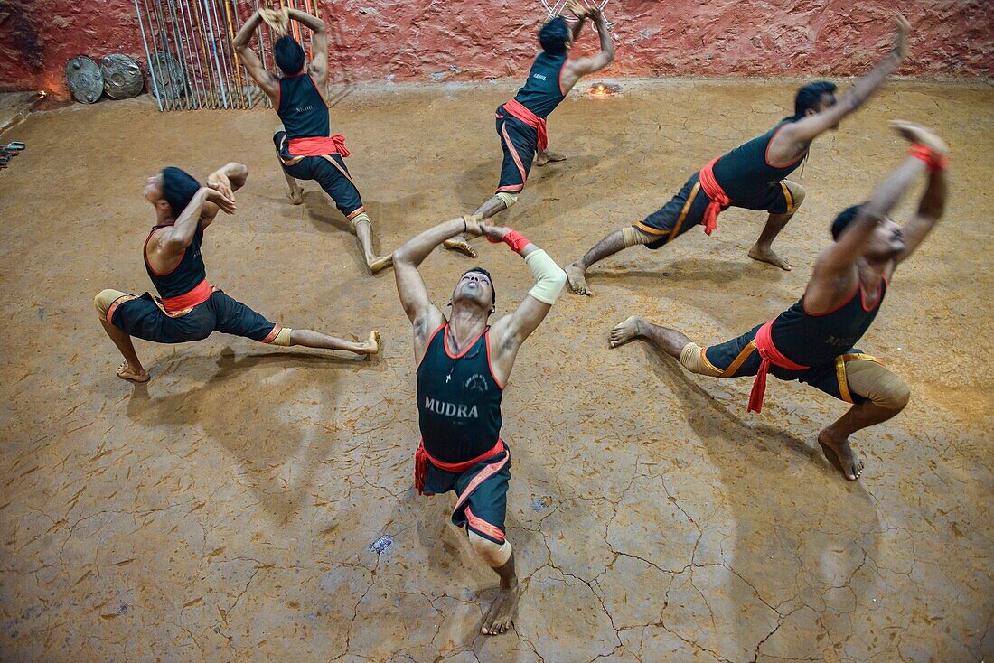 traditional kallaripayattu martial arts practicioners in Kerala, India.