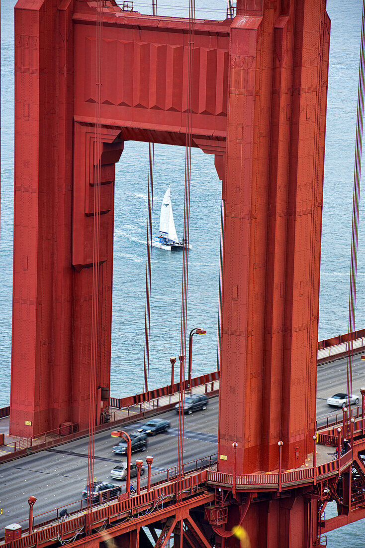 The Golden Gate Bride, seen from the Marin Headlands, San Francisco, California.