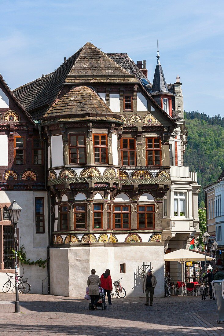 Traditional timbered house in Hoexter, North Rhine-Westphalia, Germany, Europe