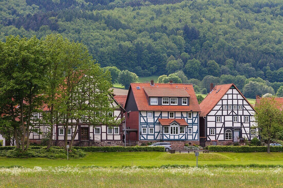 Timbered houses in Vaake, Hesse, Germany, Europe