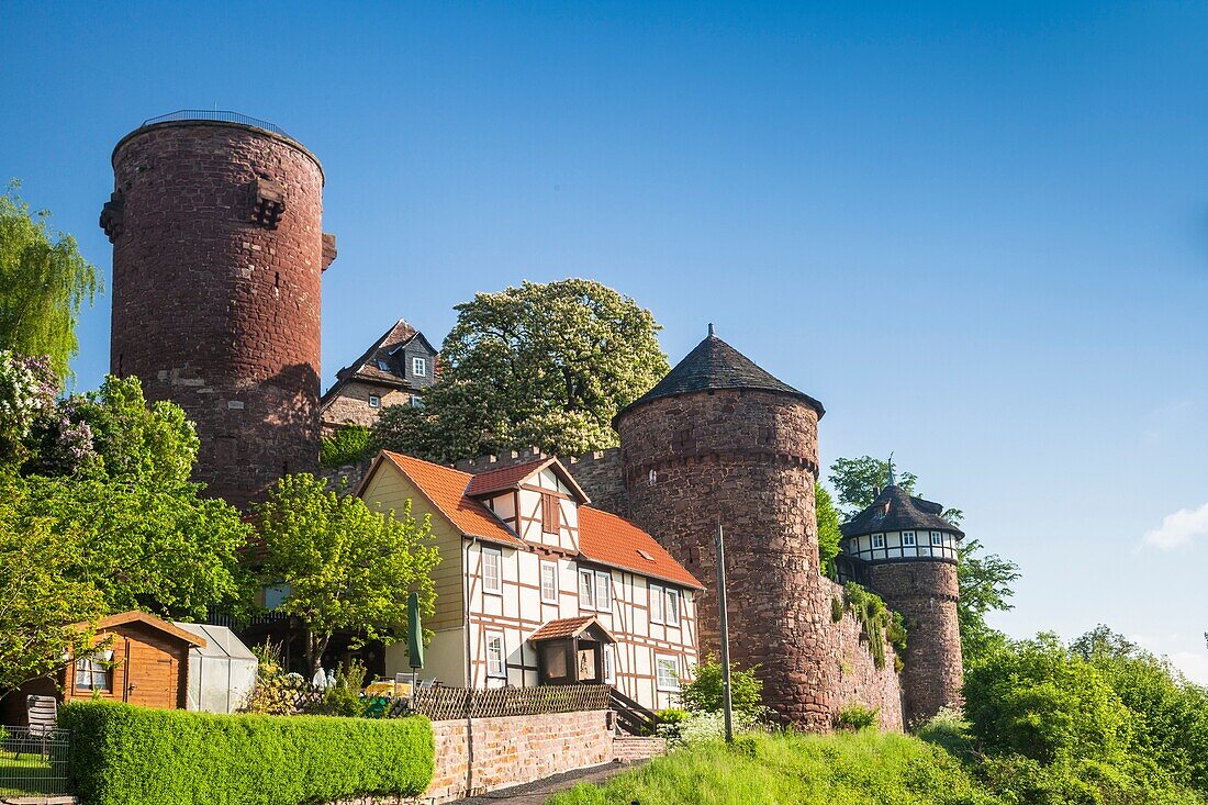 The picturesque Trendelburg Rapunzel´s castle on the German Fairy Tale Route, Trendelburg, Hesse, Germany, Europe