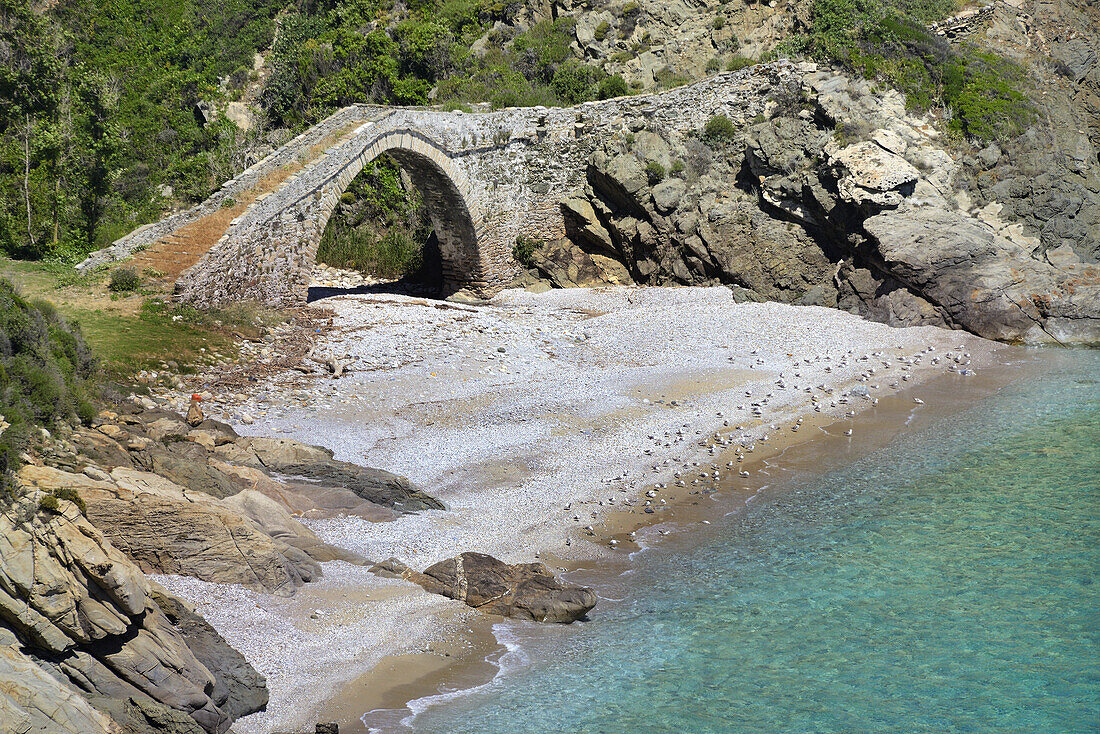 Greece, Chalkidiki, Mount Athos peninsula, World Heritage Site, Vela bridge.