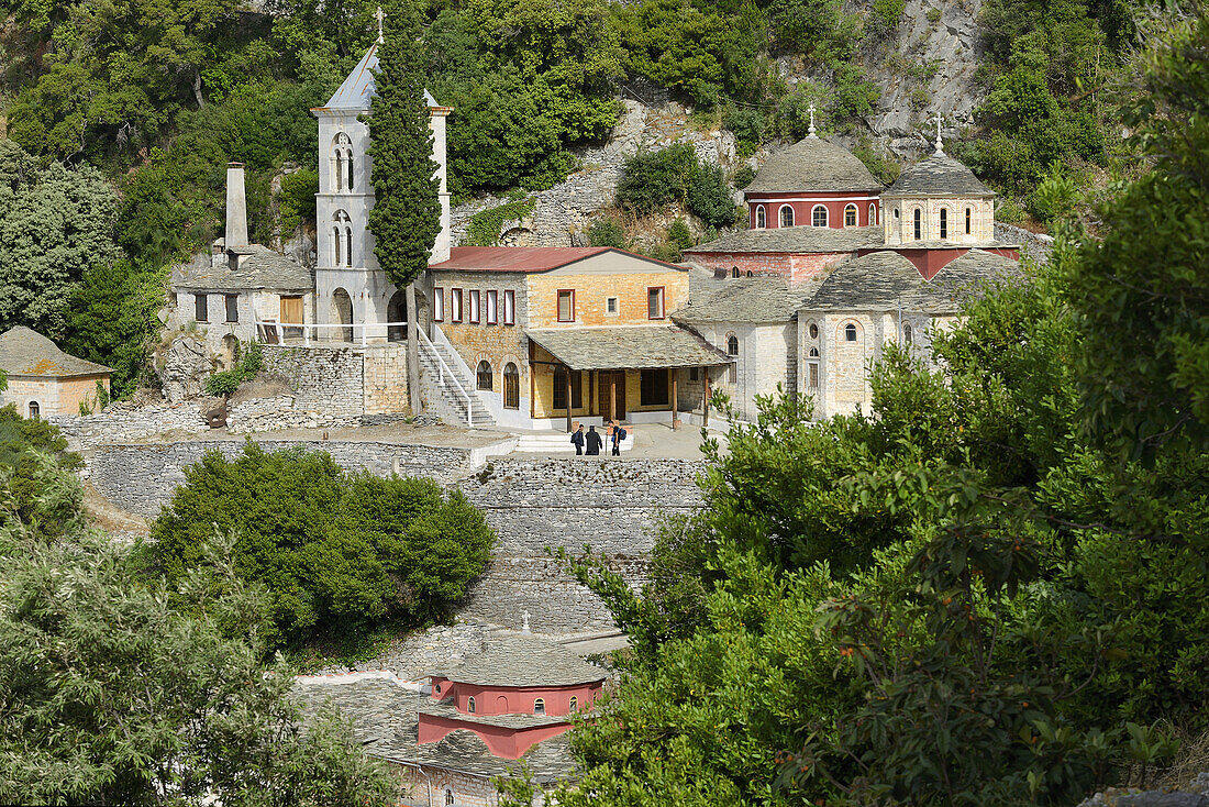 Greece, Chalkidiki, Mount Athos, World Heritage site, Skete (monastic settlement) of Kafsokalivia (Agias Triados).