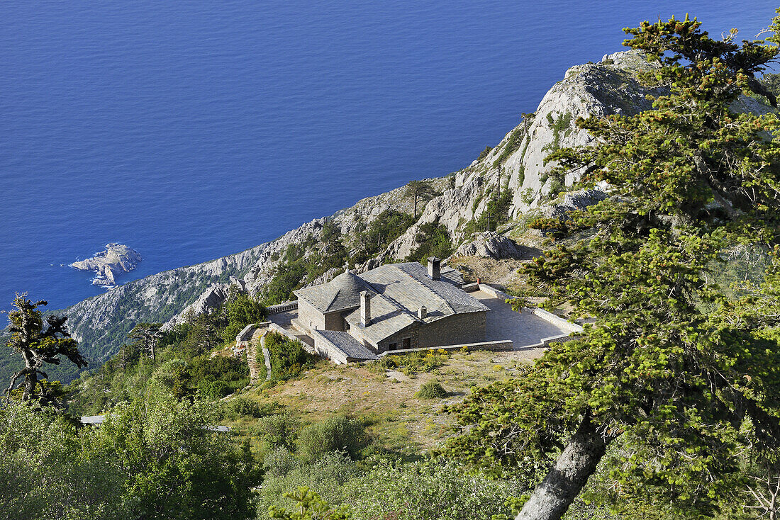 Greece, Chalkidiki, Mount Athos, World Heritage site, Panaghia chapel and mountain refuge.