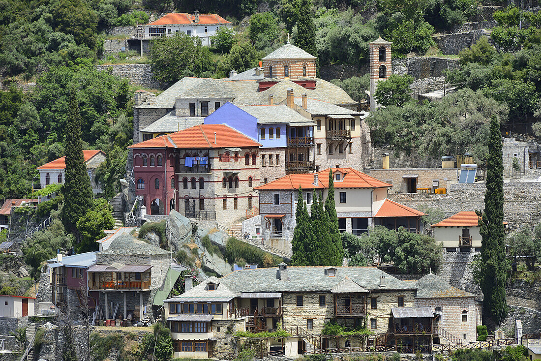 Greece, Chalkidiki, Mount Athos, World Heritage site, Skete (monastic settlement) Aghia Annas.