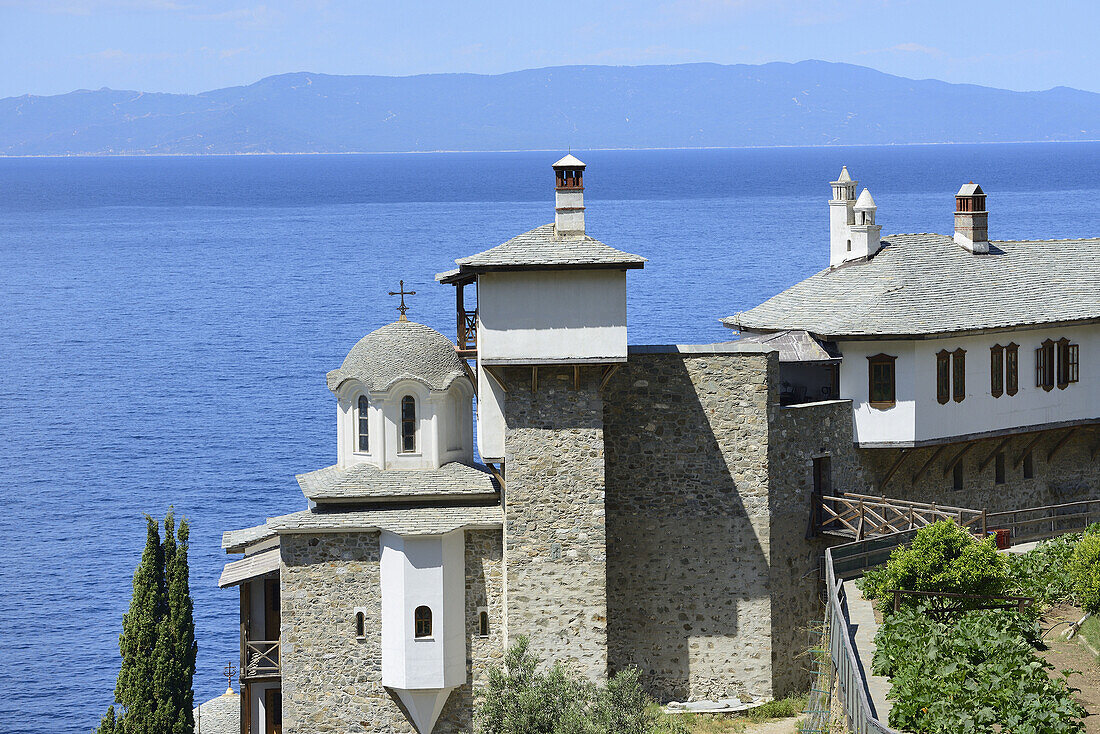 Greece, Chalkidiki, Mount Athos peninsula, World Heritage Site, Grigoriou monastery.