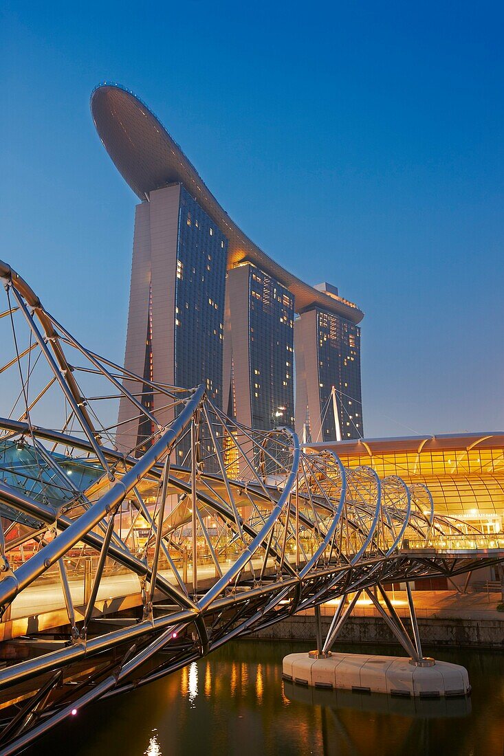 Helix Bridge and Marina Bay Sands Hotel, Singapore.