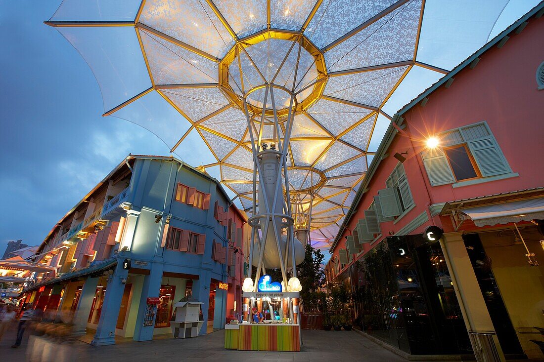 Clarke Quay at night, Singapore.