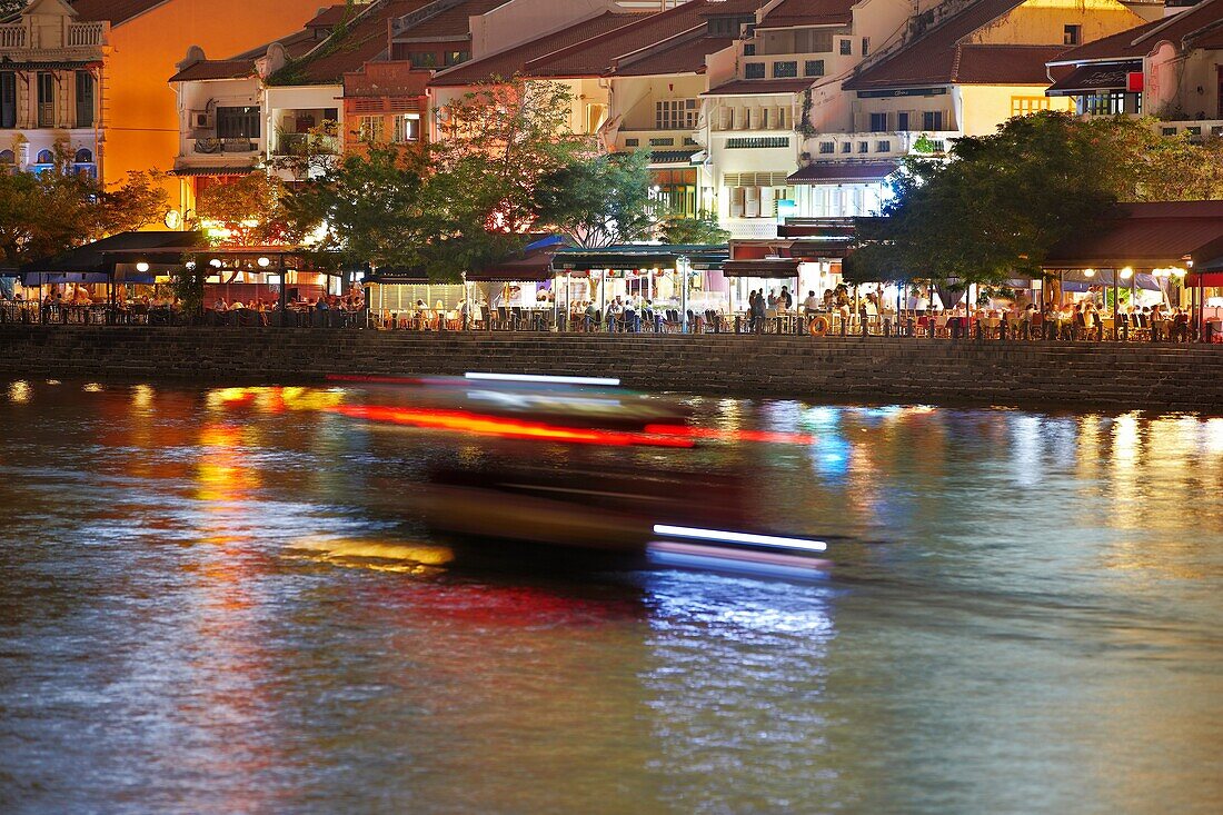 Boat Quay at night, Singapore.