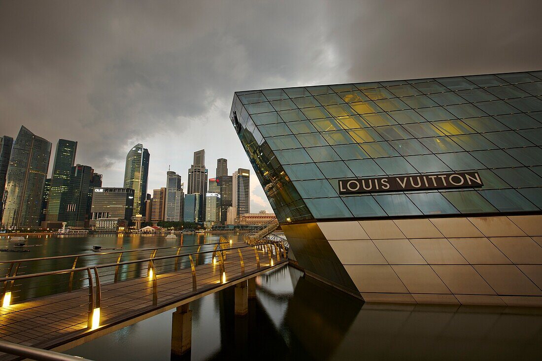 The futuristic building of Louis Vuitton store in Marina Bay Fro