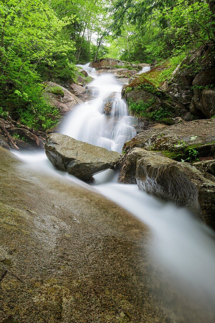 Franconia Notch State Park - Swiftwater Falls during the spring months. This waterfall is located on Dry Brook in Lincoln, New Hampshire USA The Falling Waters Trail passes by it.
