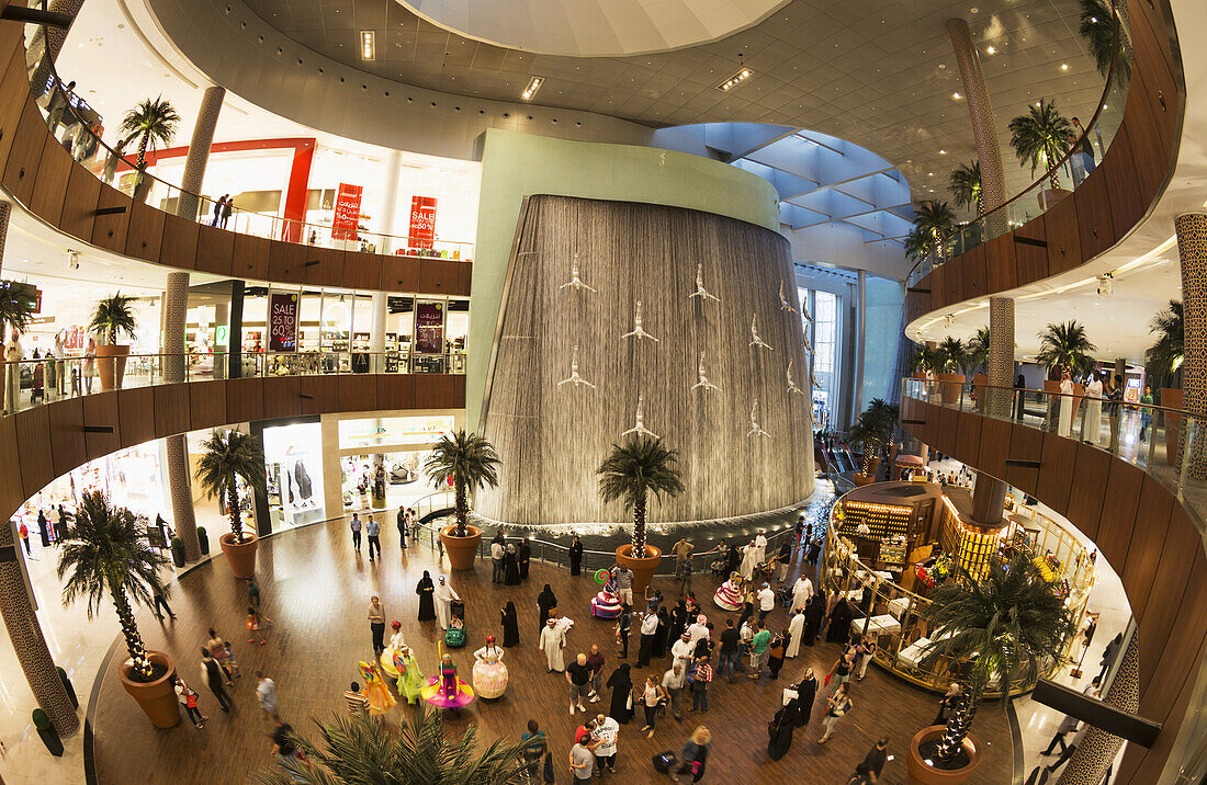'Water feature in Dubai Mall; Dubai, United Arab Emirates'