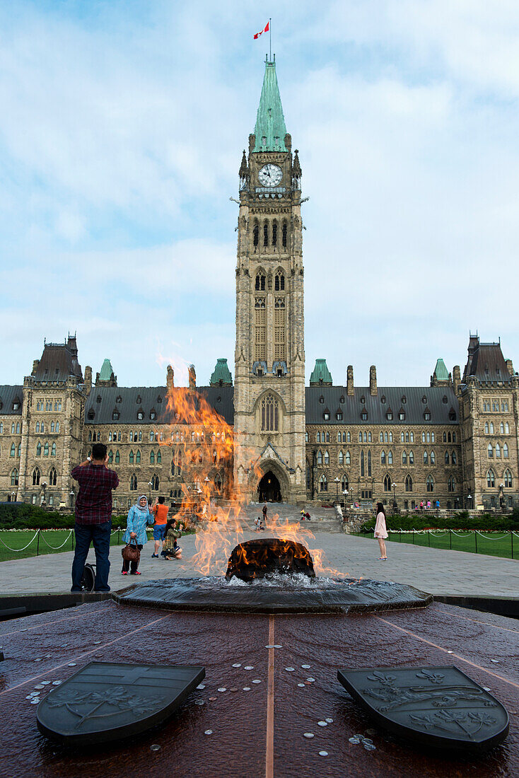 'Peace Tower and Centennial Flame on Parliament Hill; Ottawa, Ontario, Canada'