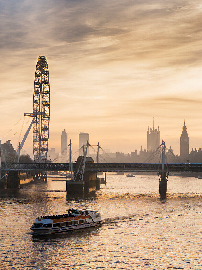 'Millenium Wheel with Big Ben; London, England'