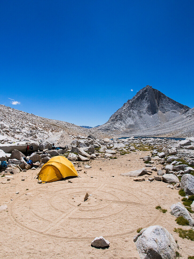 Backcountry sundial and tent