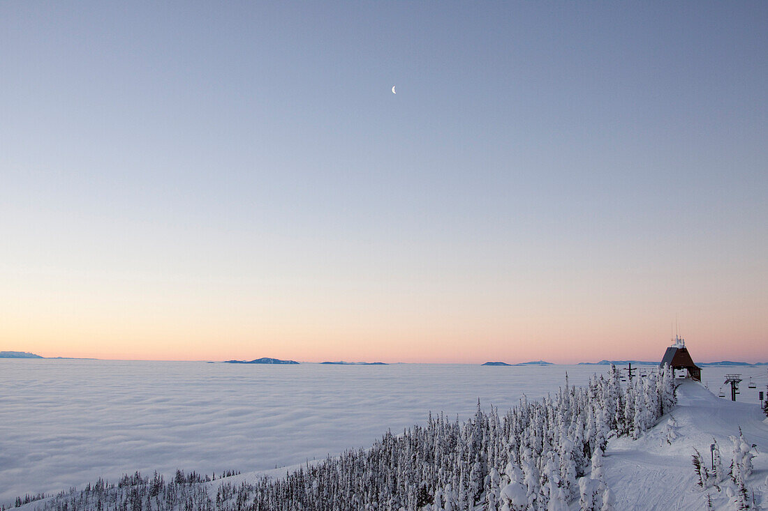 Sunrise above an inversion in Whitefish, Montana.