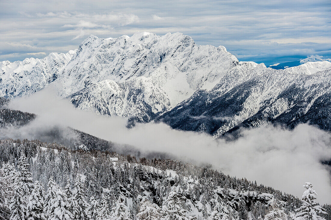 North Face of Mount Gridone after an heavy snowfall. Ossola, Italy.