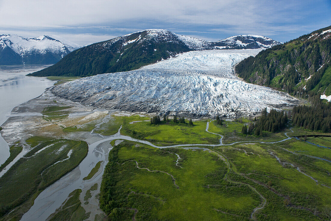 Aerial View Of Taku River And Hole In The Wall Glacier, Inside Passage, Alaska