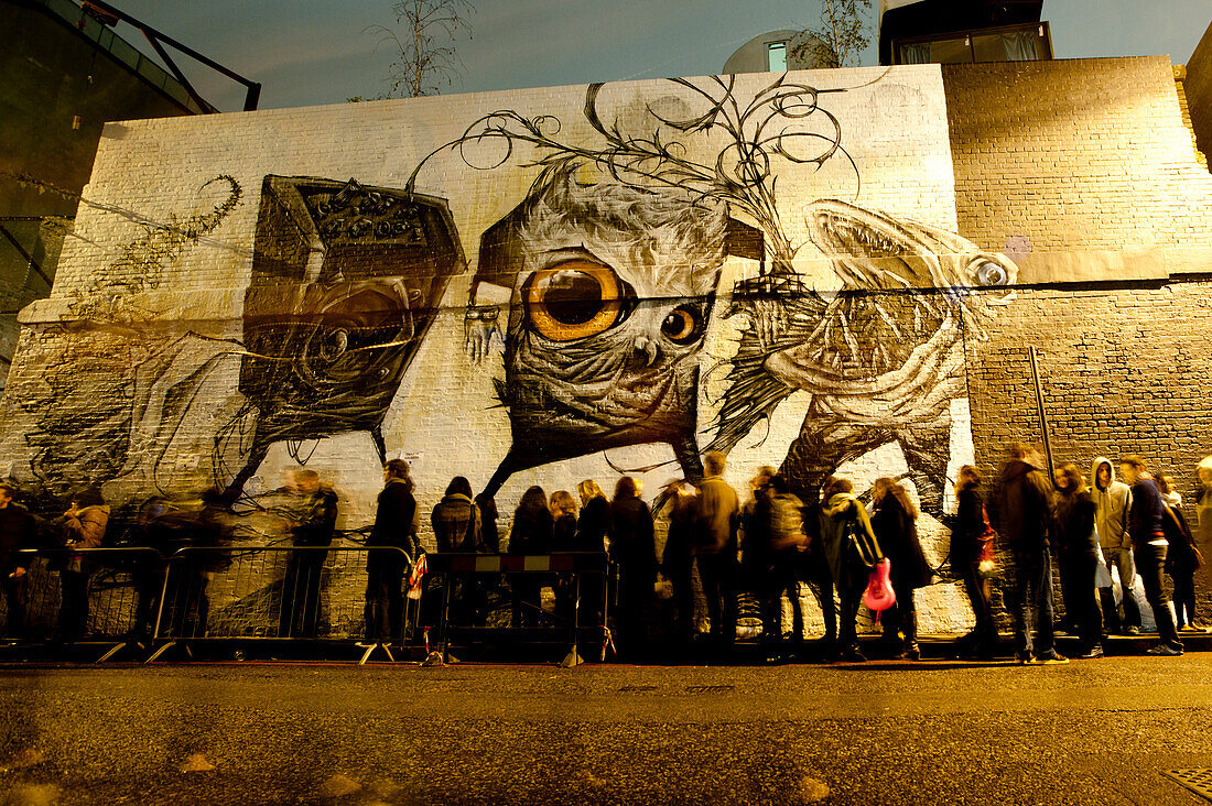 Clubbers Queuing At A Kitsune Maison Party At Village Underground In East London, London, Uk