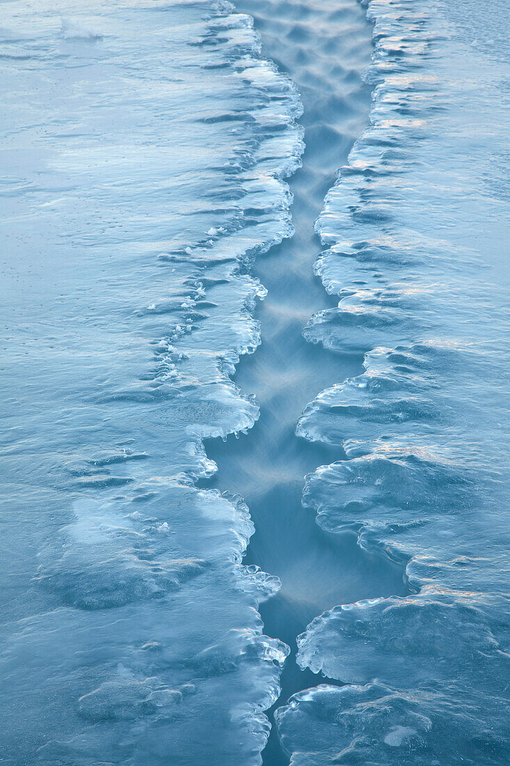 Patrially Frozen Water Channel On The Knik River, Southcentral, Alaska, Fall